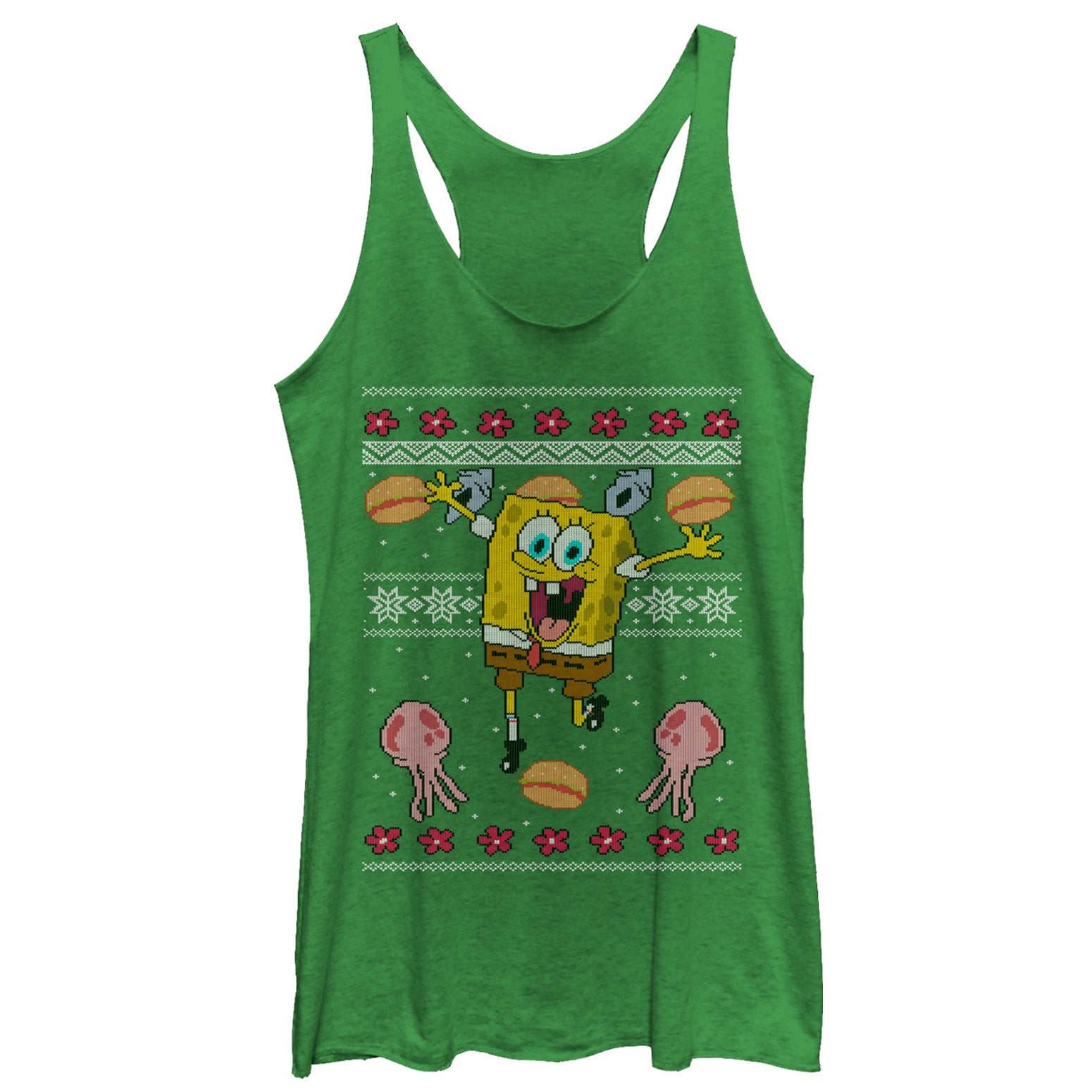 Women's SpongeBob SquarePants Ugly Christmas Jellyfish Racerback Tank Top Women's SpongeBob SquarePants Ugly Christmas Jellyfish Racerback Tank Top