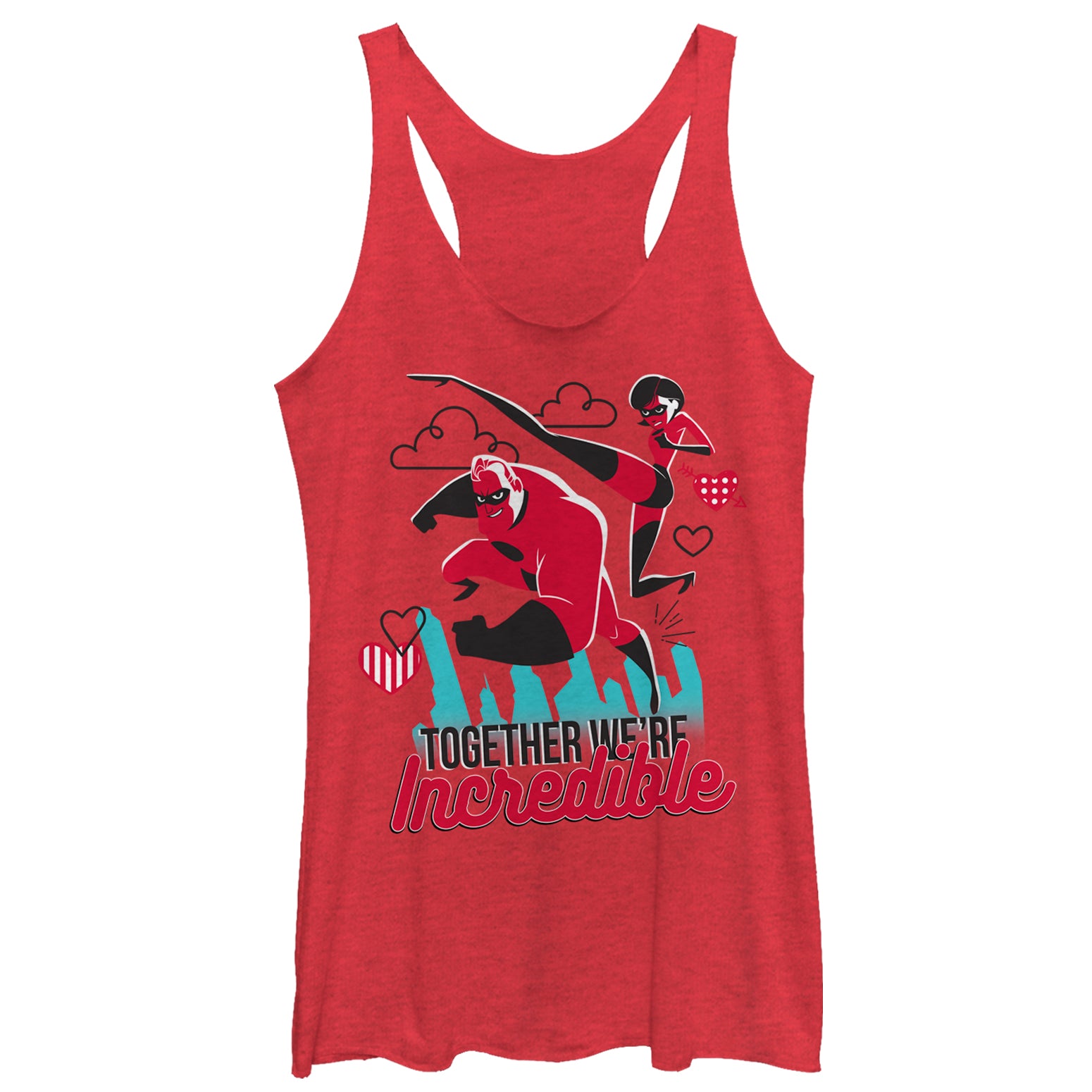 Women's The Incredibles Valentine Together We're Incredible Racerback Tank Top Women's The Incredibles Valentine Together We're Incredible Racerback Tank Top