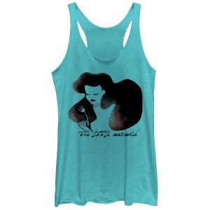 Women’s The Little Mermaid Ariel Watercolor Fork Print Racerback Tank Top