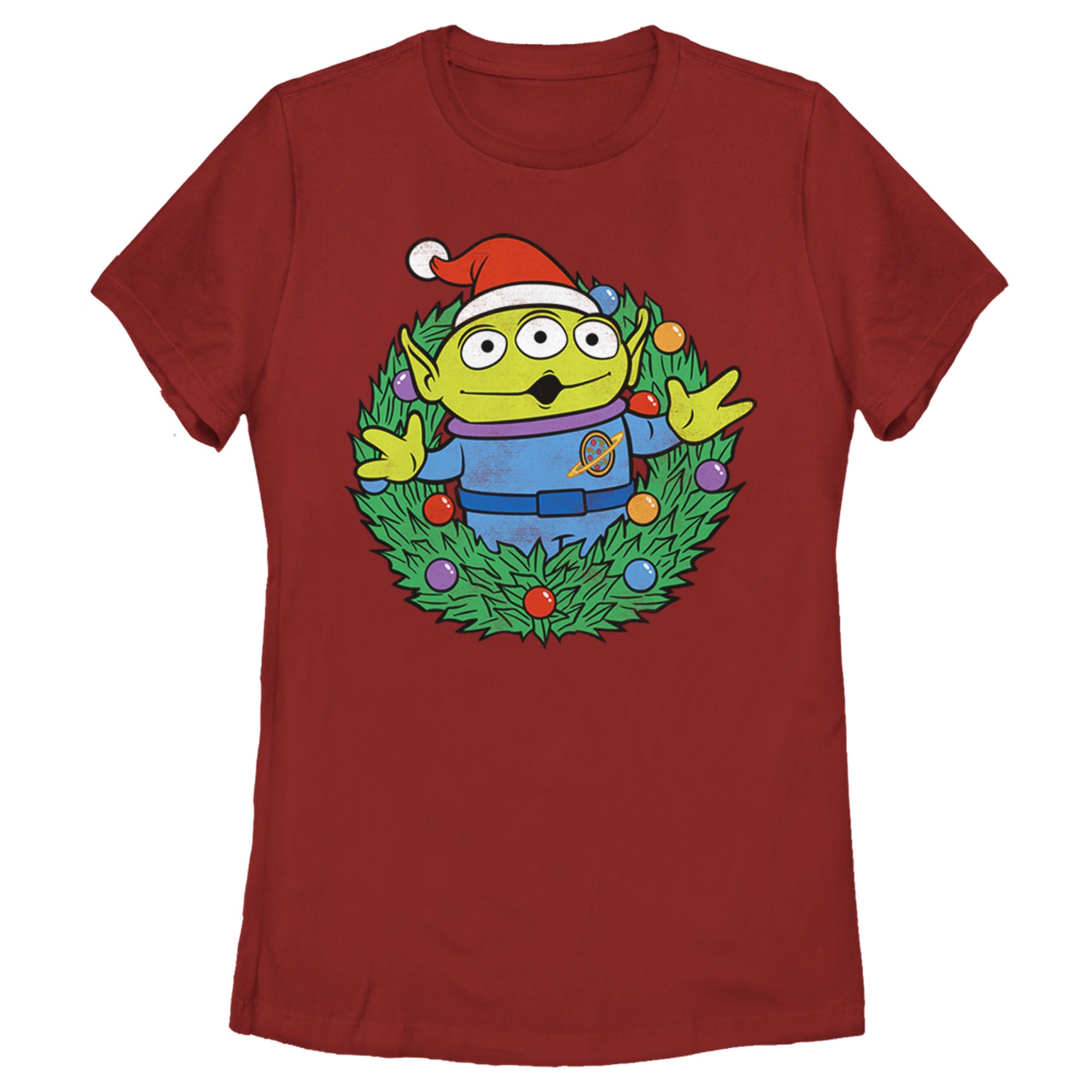Women's Toy Story Alien Greetings Wreath T-Shirt Women's Toy Story Alien Greetings Wreath T-Shirt