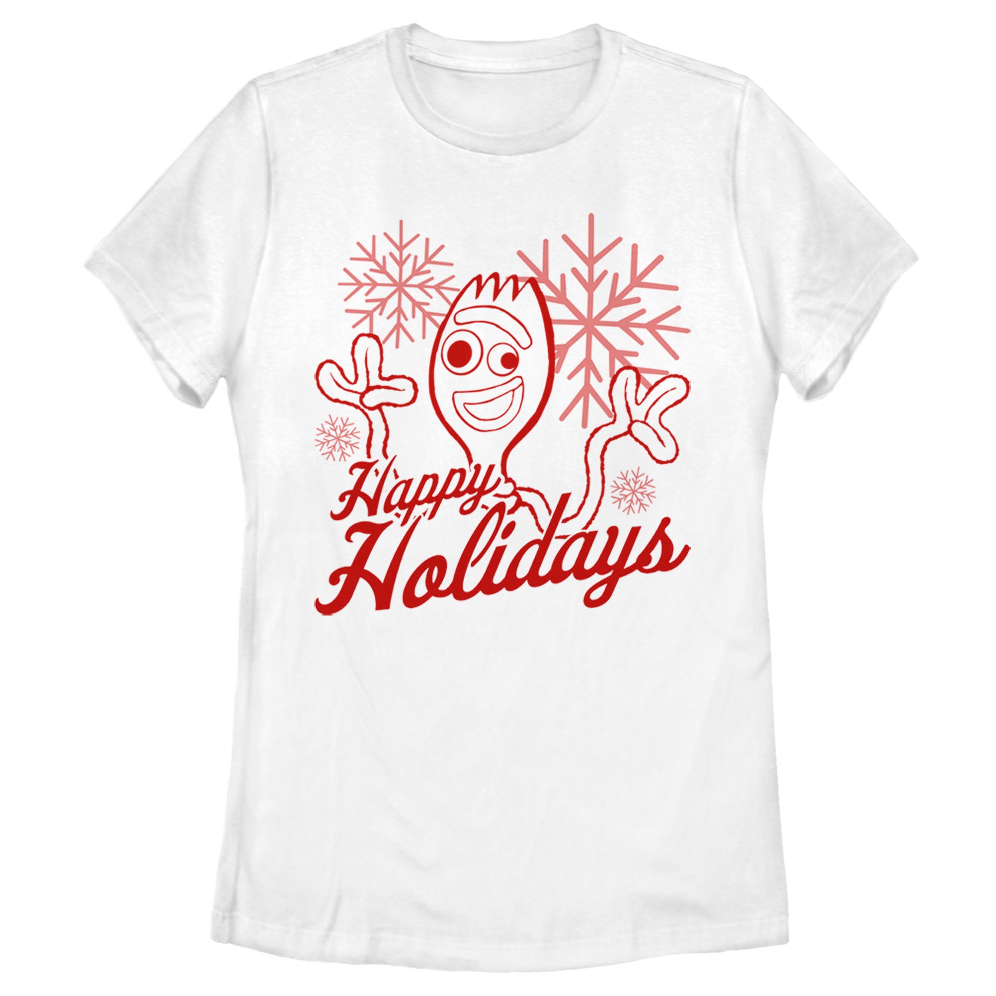 Women's Toy Story Forky Happy Holidays T-Shirt Women's Toy Story Forky Happy Holidays T-Shirt