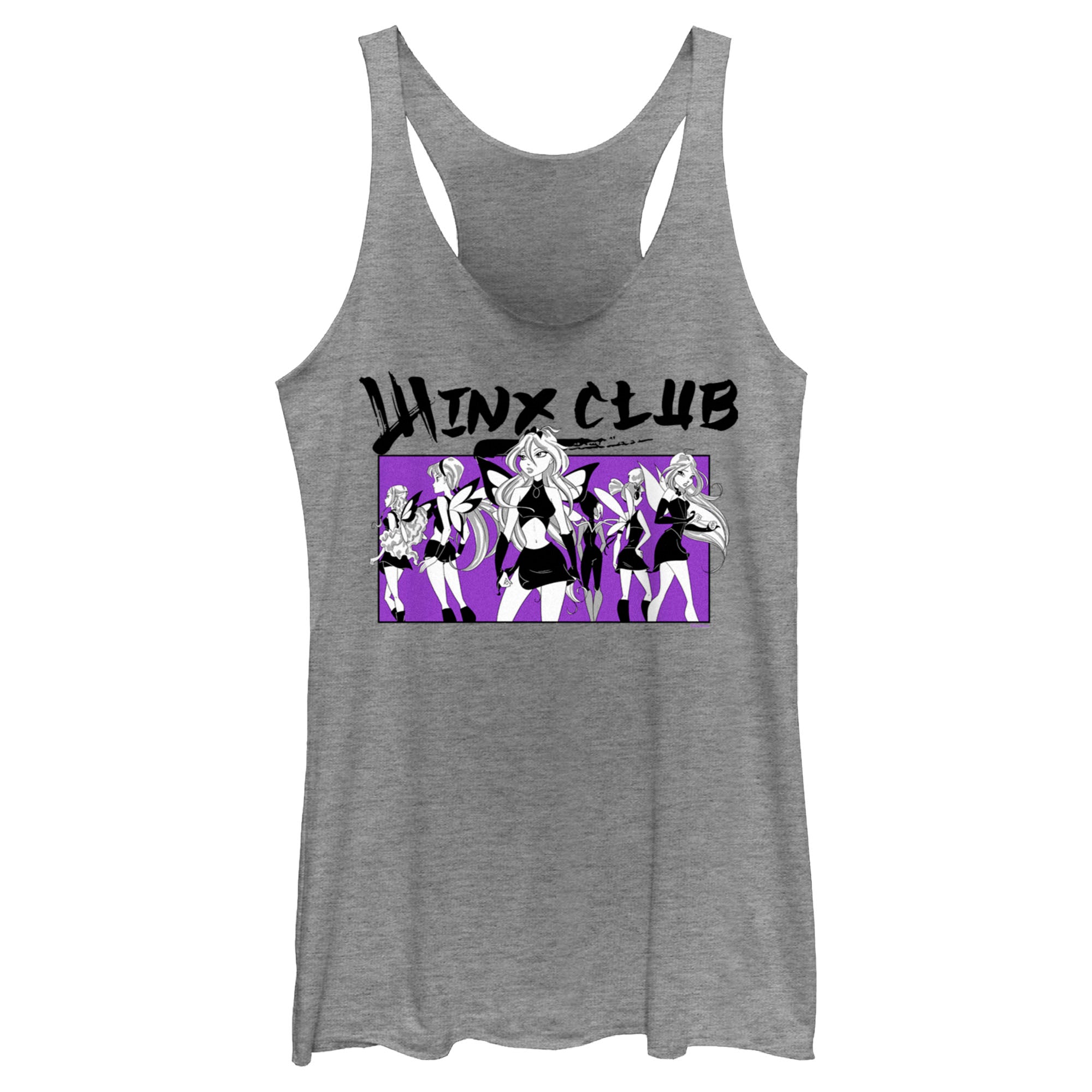Women's Winx Club Black and Purple Group Shot Racerback Tank Top Women's Winx Club Black and Purple Group Shot Racerback Tank Top