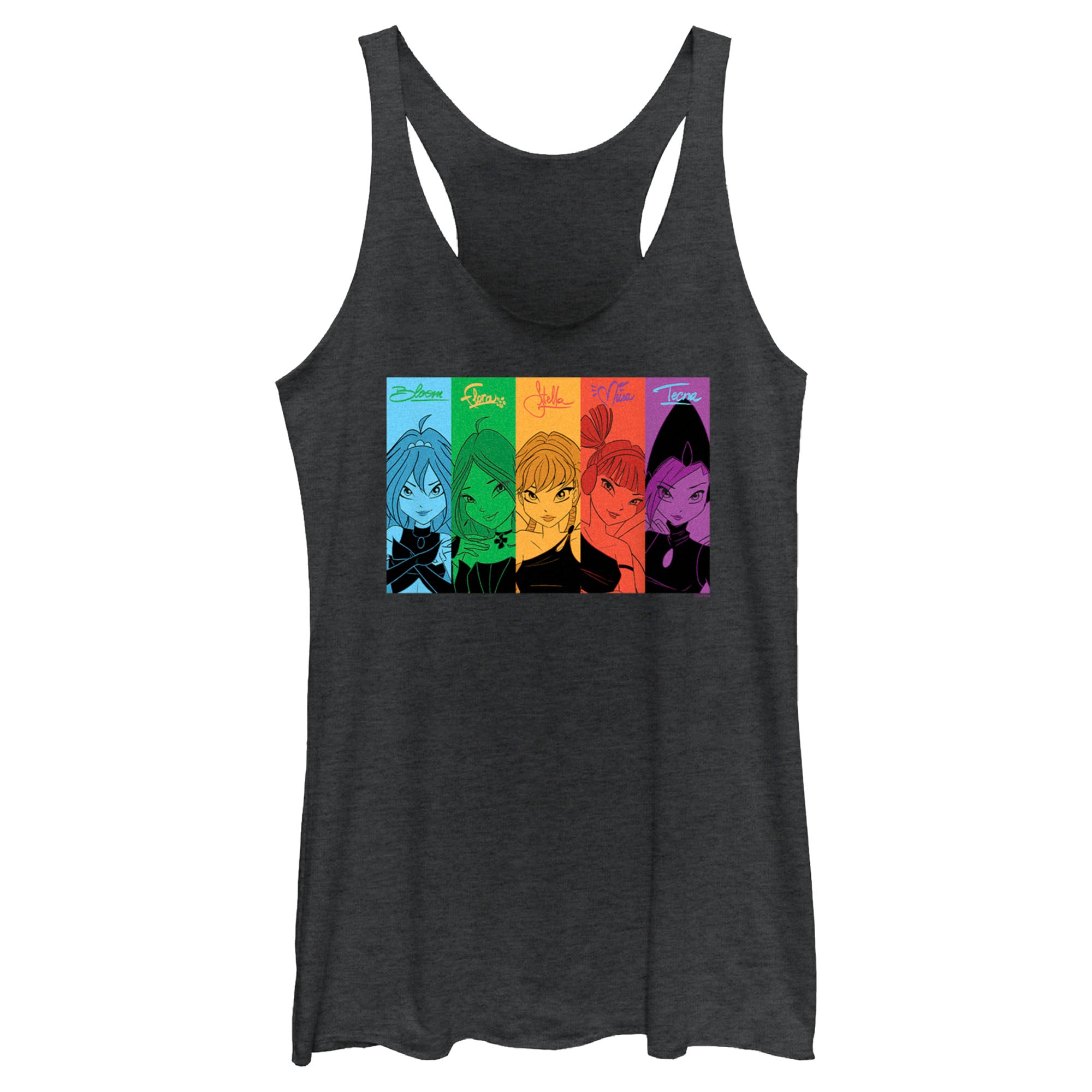 Women's Winx Club Characters Color Box Racerback Tank Top Women's Winx Club Characters Color Box Racerback Tank Top
