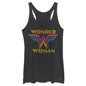 Women’s Wonder Woman Retro Rainbow Logo Racerback Tank Top