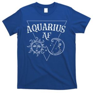 Aquarius Af  Sun And Moon Aquarius Birthday Astrology Design Funny Gift T-Shirt