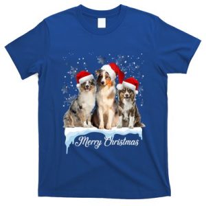 Australian Shepherd Santa Hat Funny Christmas Aussie Mom Gift T-Shirt