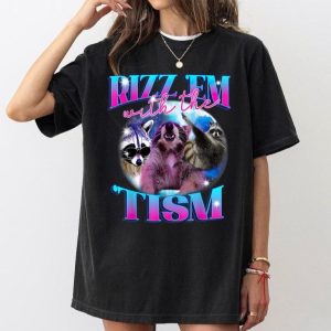 Autism Funny Rizz Em With The Tism Meme Autistic Opossum T-Shirt