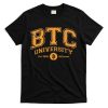 BTC University To The Moon Funny Distressed Bitcoin College T-Shirt
