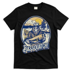 Bassquatch! Bass Fisherman Sasquatch Funny Bigfoot Fishing T-Shirt