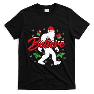 Bigfoot Christmas Shirt Believe Funny