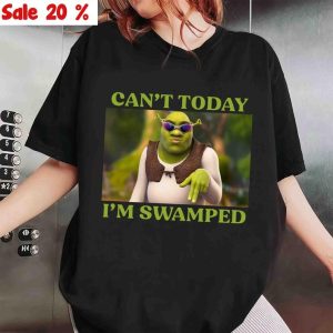 Can’t Today I’m Swamped T-Shirt, Funny Shrek Meme Graphic Tee, Fiona and Shrek Inspired Unisex Apparels, Trendy Gift for Meme Lovers