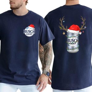 Christmas Deer Busch Light 2-Sided Shirt, Funny Men’s Beer Drinking Tee, Drink Tops for Men, Christmas Drinker Tshirt, Classic Cotton Casual Menswear