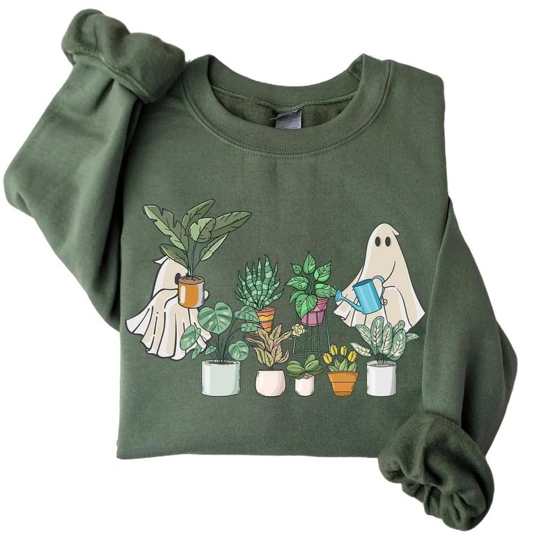 Cute Ghost Sweatshirt, Plant Lady Sweatshirt, Halloween Mom Sweater, Ghost Sweater, Plant Lover Gift, Funny Halloween, Fall Sweater Cute Ghost Sweatshirt, Plant Lady Sweatshirt, Halloween Mom Sweater, Ghost Sweater, Plant Lover Gift, Funny Halloween, Fall Sweater