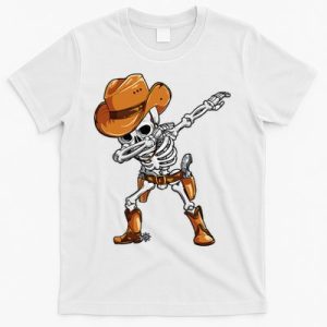 Dabbing Skeleton Cowboy Halloween Men Funny Dab Dance T-Shirt